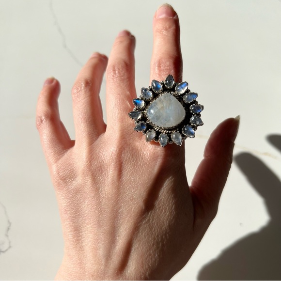 Sterling Silver Multi-Stone Moonstone Ring - Picture 9 of 10